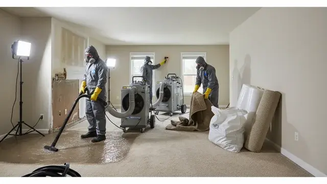 Water damage restoration crew working in a Annapolis, MD home