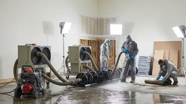 Water damage restoration crew working in a Baltimore County, MD home