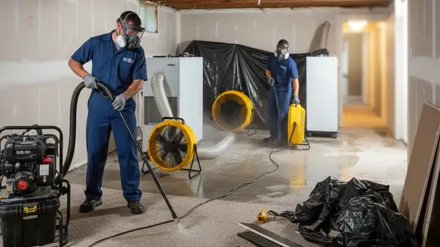 Water damage restoration crew working in a Columbia, MD home