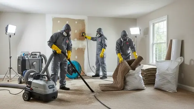 Water damage restoration crew working in a Laurel, MD home