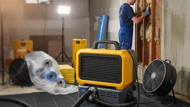 Water damage restoration crew working in a Owings Mills, MD home