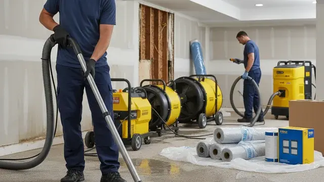 Water damage restoration crew working in a Parkville, MD home