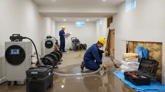 Water damage restoration crew working in a Randallstown, MD home