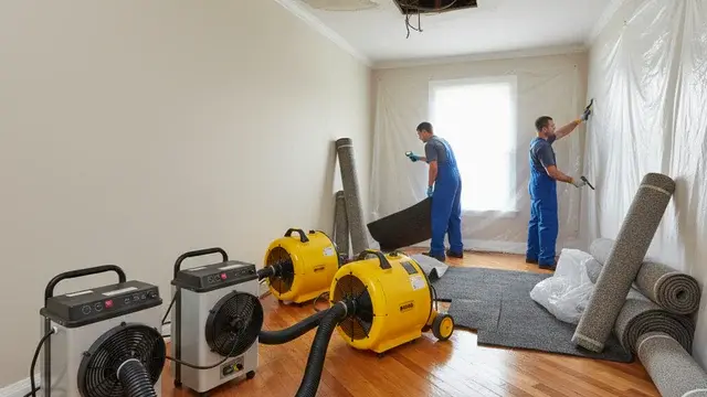 Water damage restoration crew working in a Severn, MD home