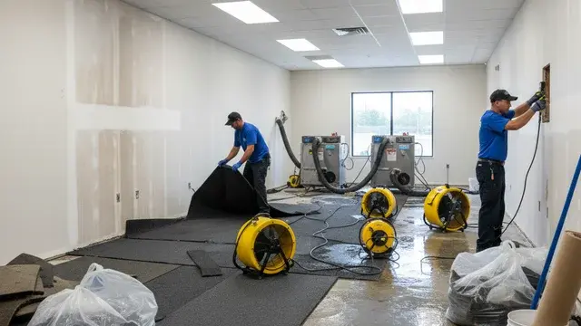 Water damage restoration crew working in a Timonium, MD home