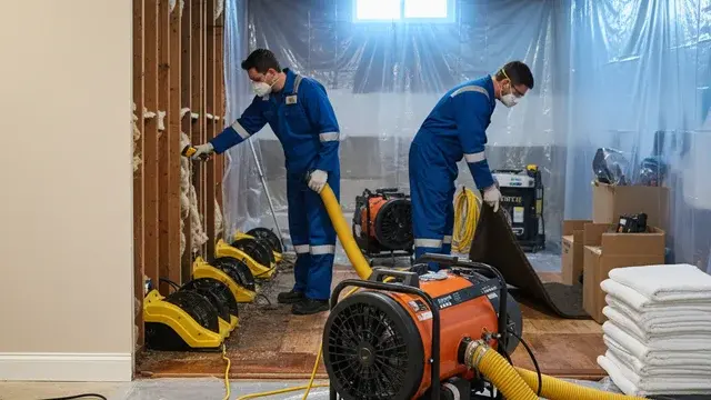Water damage restoration crew working in a White Marsh, MD home