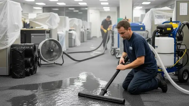 Emergency water extraction technician using professional equipment in Baltimore