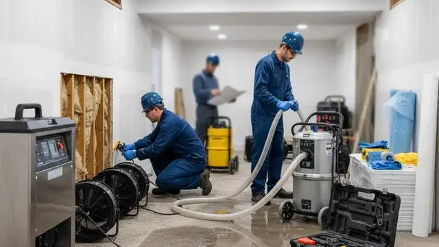 Water damage restoration team responding to an emergency in a Baltimore home