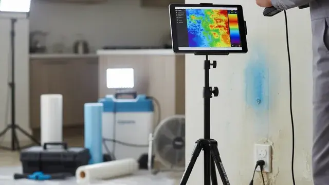 Thermal imaging camera detecting hidden moisture during a Baltimore inspection