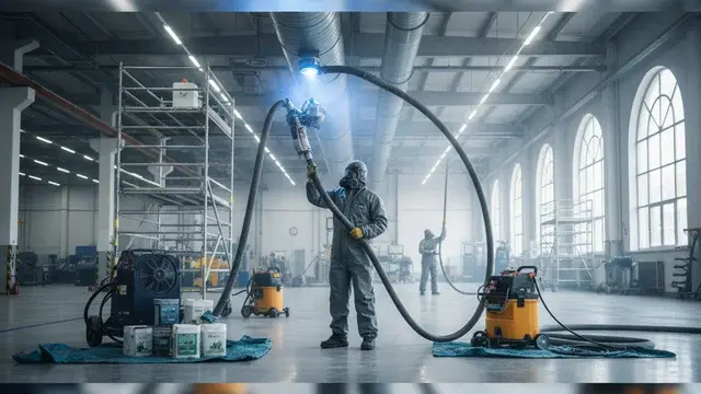 Water damage restoration team working on a large Baltimore project