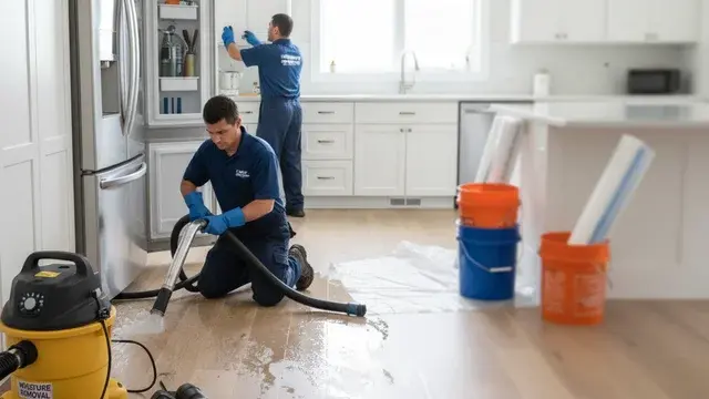 Water extraction from an appliance leak in a Baltimore kitchen