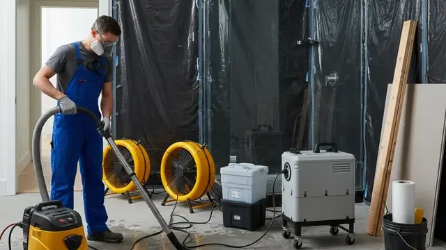 Bathroom restoration crew with containment and drying in Baltimore