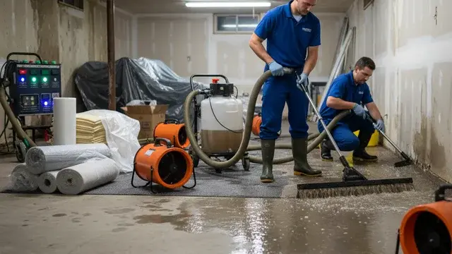 Emergency water extraction team removing standing water in Baltimore, MD