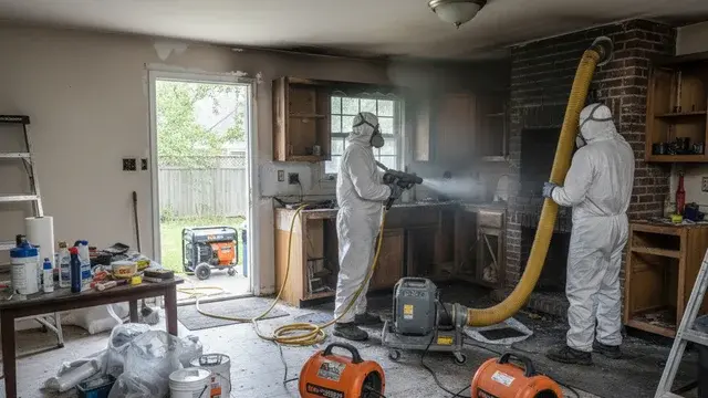 Smoke-damaged kitchen restoration in Baltimore, MD