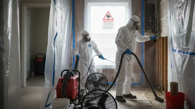 Mold remediation containment with HEPA filtration in a Baltimore property