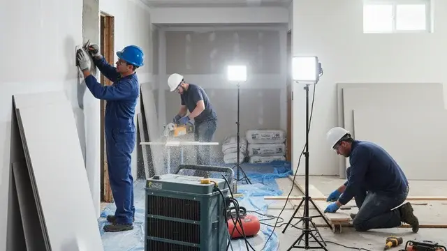 Drywall and rebuild work during water damage restoration in Baltimore