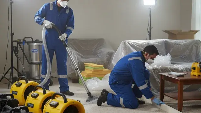 Residential water damage restoration with belongings protected in Baltimore, MD