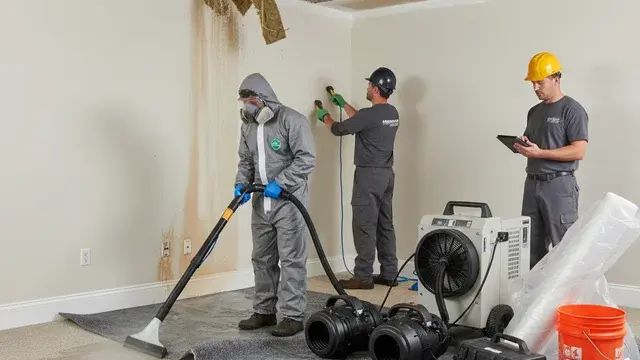 Roof leak water damage inspection with moisture detection in a Baltimore home