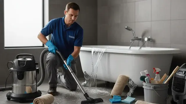 Shower and tub overflow cleanup in a Baltimore bathroom