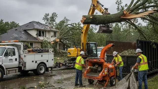 Storm damage tree removal and restoration on a Baltimore property