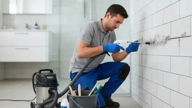 Tile and grout water damage assessment in a Baltimore bathroom