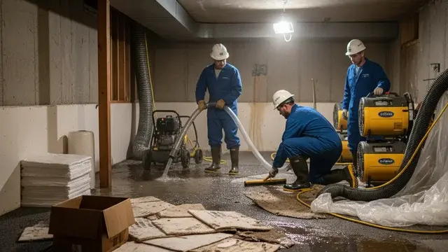 Professional water cleanup and drying setup in a Baltimore property